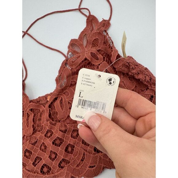 NWT Free People Womens Copper Brown Lace Bralette Size Large - Picture 3 of 6